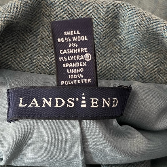 Wool Cashmere Herringbone Blue Gray Blazer sz 6 - Picture 11 of 14